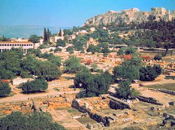 View of the Ancient Agora in Athens, at the foothill of Acropolis