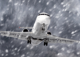 Plane in snowstorm