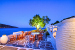 Lower level outdoor breakfast area just above the sea, Platy Gialos Hotel, Platy Yialos, Sifnos